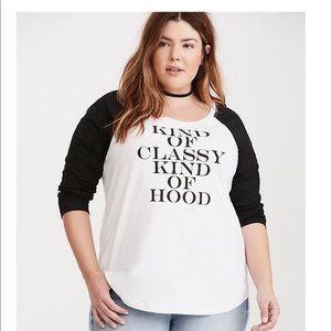 Torrid - Kinda Classy Kinda Hood Raglan Tee size 3